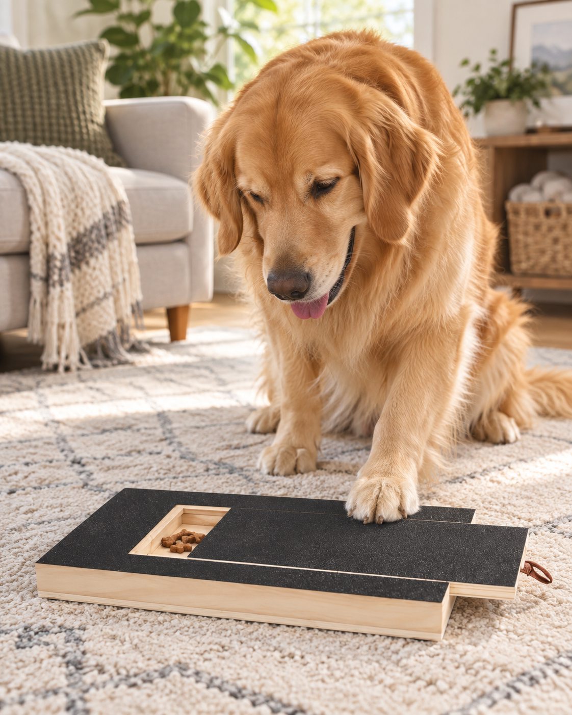 Golden retriever using the Dog Nail Scratch Board